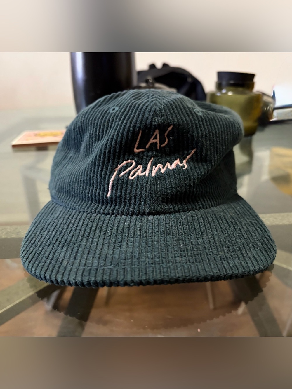Corduroy 'Las Palmas' Embroidered Cap - Dark Green